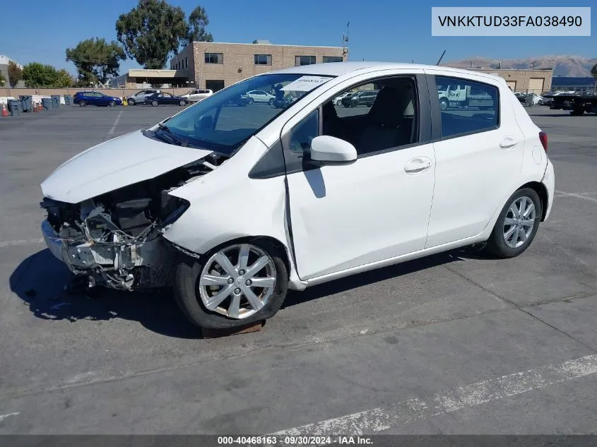 VNKKTUD33FA038490 2015 Toyota Yaris Le