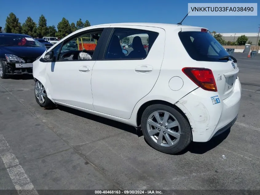 2015 Toyota Yaris Le VIN: VNKKTUD33FA038490 Lot: 40468163