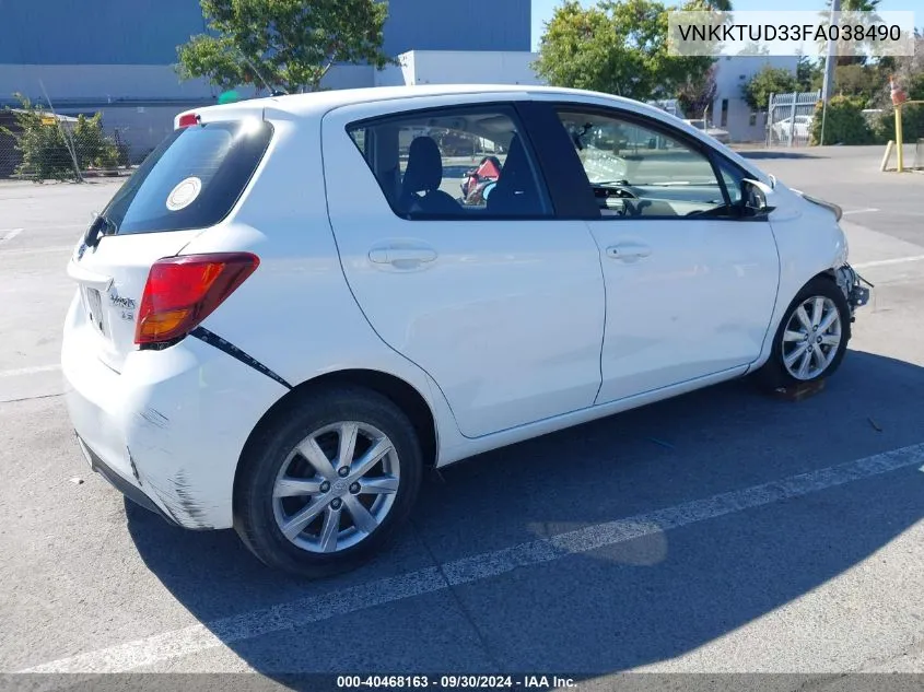 VNKKTUD33FA038490 2015 Toyota Yaris Le