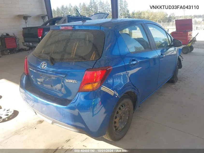 VNKKTUD33FA043110 2015 Toyota Yaris L