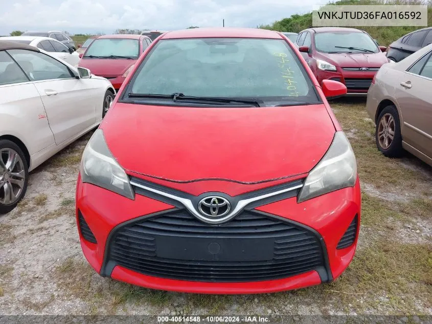 2015 Toyota Yaris L VIN: VNKJTUD36FA016592 Lot: 40514548