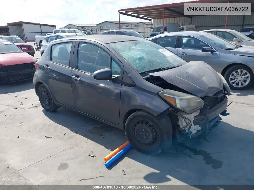 2015 Toyota Yaris L VIN: VNKKTUD3XFA036722 Lot: 40701018