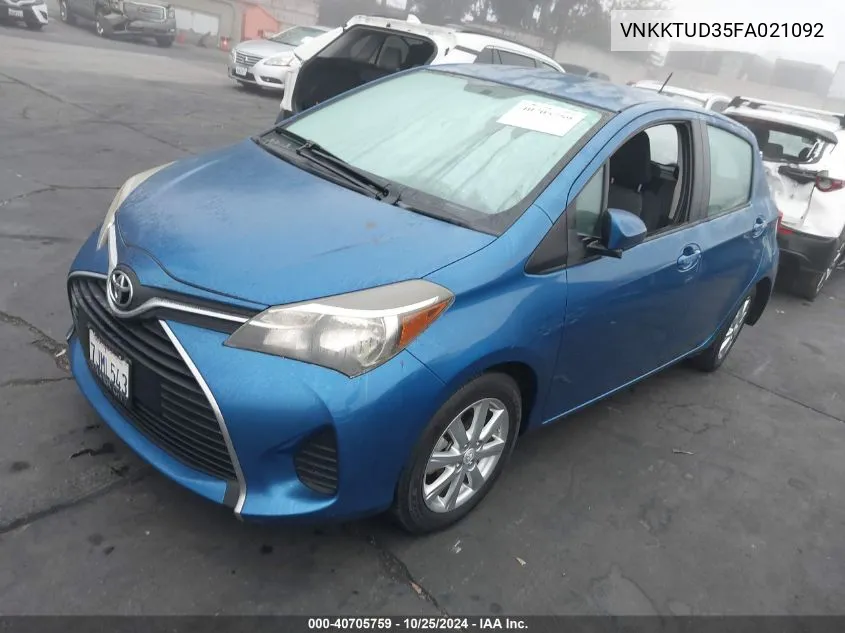 2015 Toyota Yaris Le VIN: VNKKTUD35FA021092 Lot: 40705759