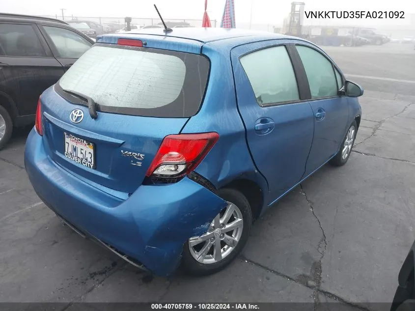 2015 Toyota Yaris Le VIN: VNKKTUD35FA021092 Lot: 40705759