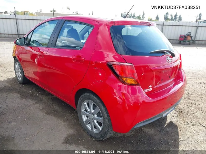 2015 Toyota Yaris Le VIN: VNKKTUD37FA038251 Lot: 40861295