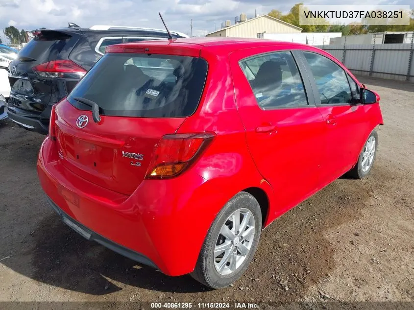 2015 Toyota Yaris Le VIN: VNKKTUD37FA038251 Lot: 40861295