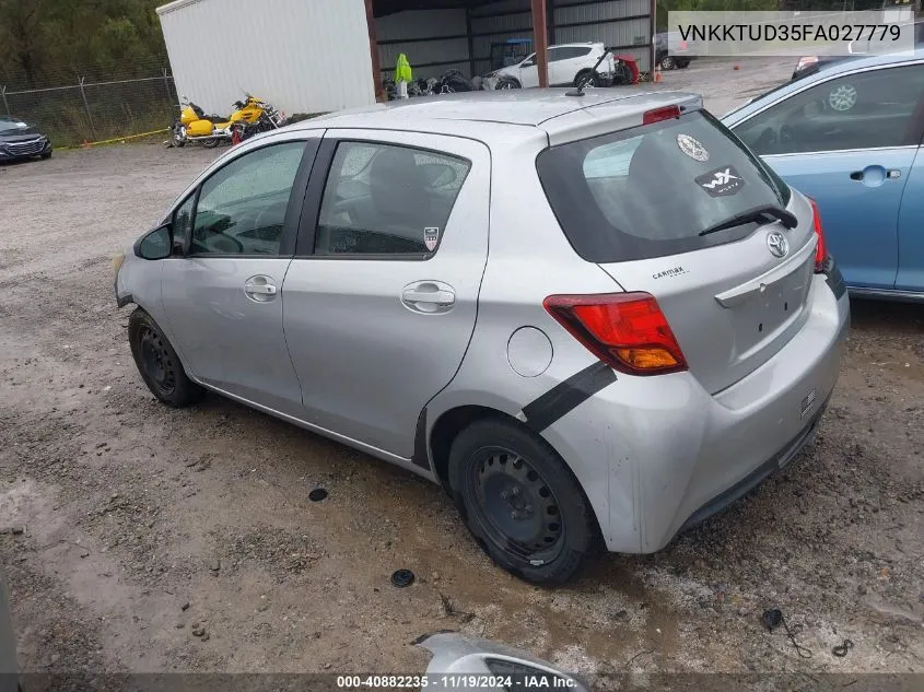 2015 Toyota Yaris L VIN: VNKKTUD35FA027779 Lot: 40882235