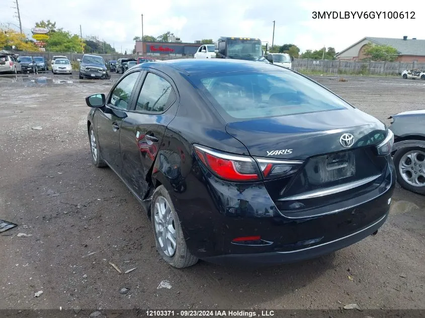 3MYDLBYV6GY100612 2016 Toyota Yaris Premium