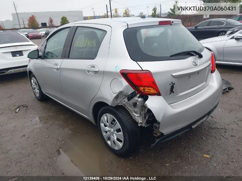 2016 Toyota Yaris Le VIN: VNKKTUD37GA060431 Lot: 12139408