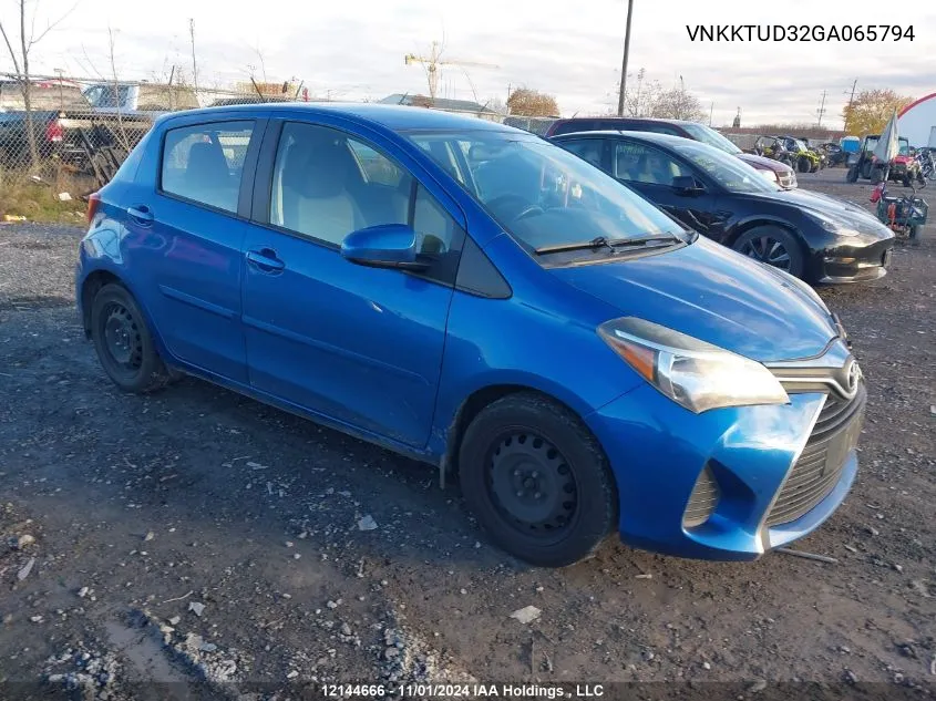 2016 Toyota Yaris VIN: VNKKTUD32GA065794 Lot: 12144666