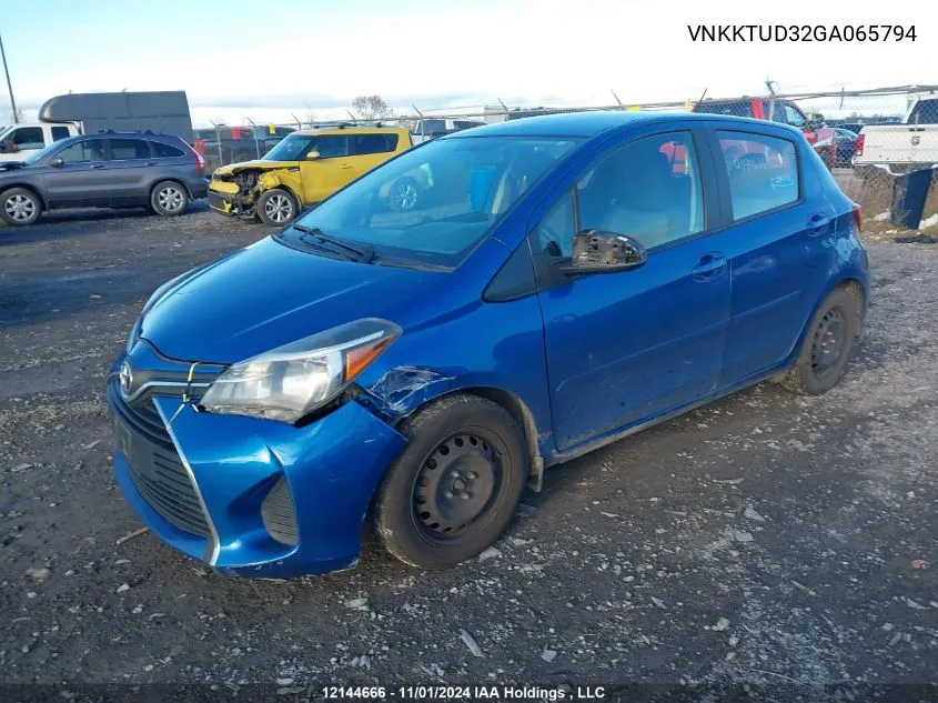 2016 Toyota Yaris VIN: VNKKTUD32GA065794 Lot: 12144666