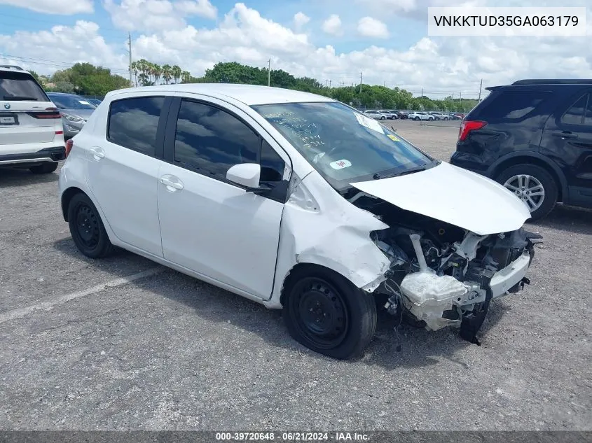 2016 Toyota Yaris L VIN: VNKKTUD35GA063179 Lot: 39720648