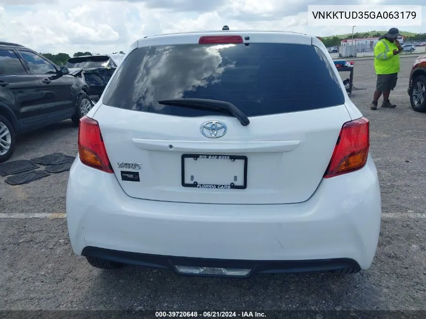 2016 Toyota Yaris L VIN: VNKKTUD35GA063179 Lot: 39720648