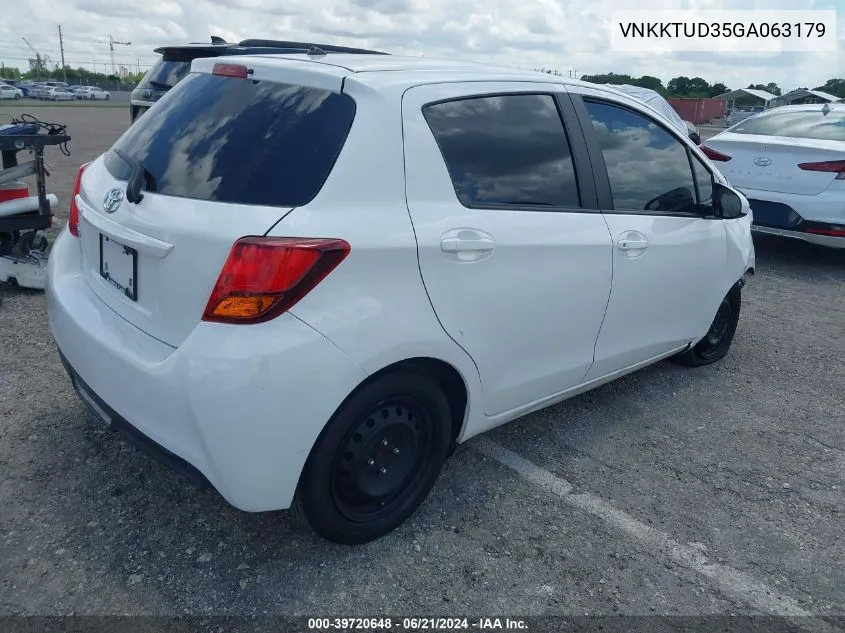 2016 Toyota Yaris L VIN: VNKKTUD35GA063179 Lot: 39720648