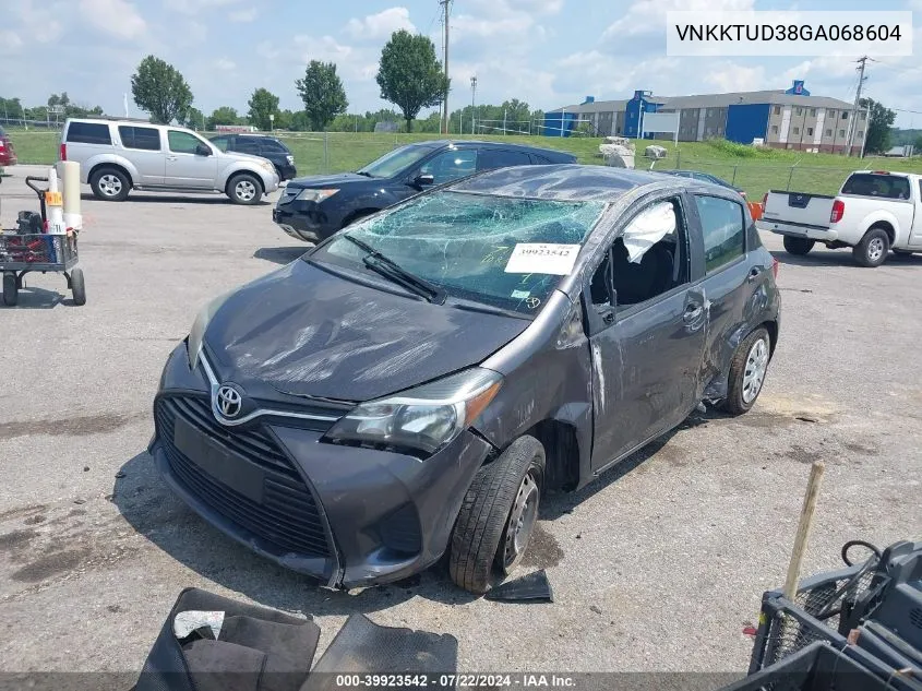 2016 Toyota Yaris L VIN: VNKKTUD38GA068604 Lot: 39923542