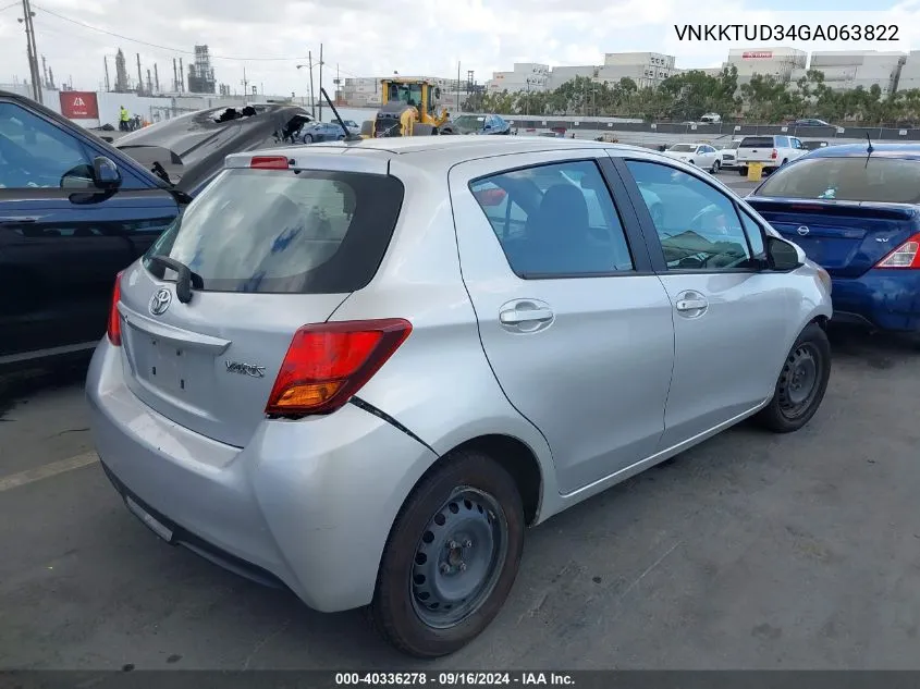 2016 Toyota Yaris L VIN: VNKKTUD34GA063822 Lot: 40336278