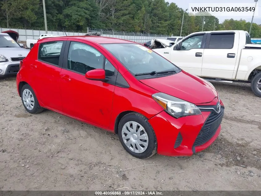 VNKKTUD31GA063549 2016 Toyota Yaris L