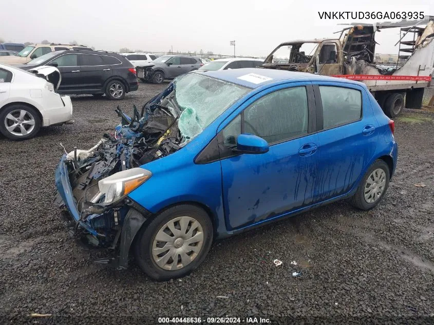 VNKKTUD36GA063935 2016 Toyota Yaris L