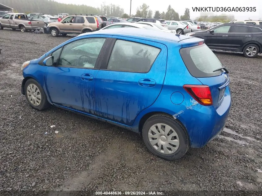 VNKKTUD36GA063935 2016 Toyota Yaris L