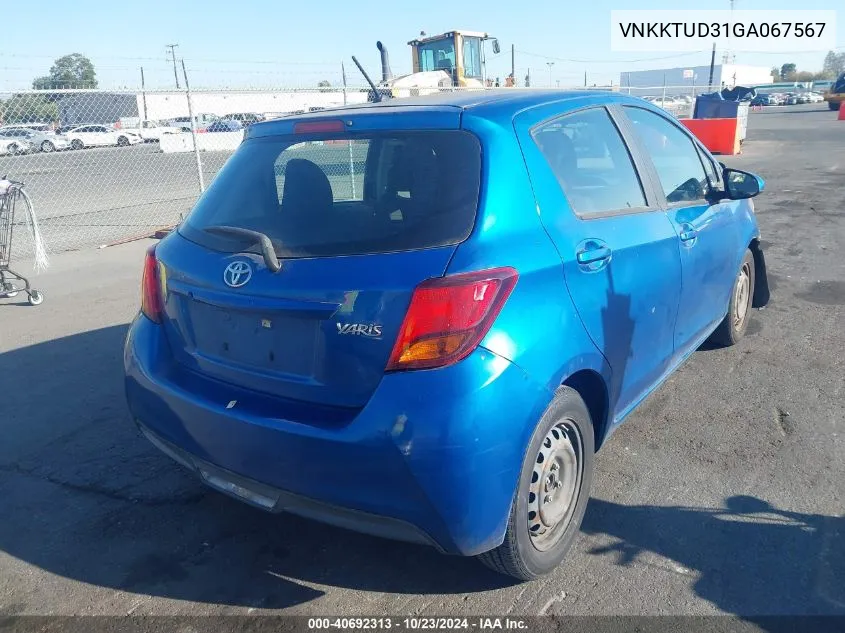 2016 Toyota Yaris L VIN: VNKKTUD31GA067567 Lot: 40692313