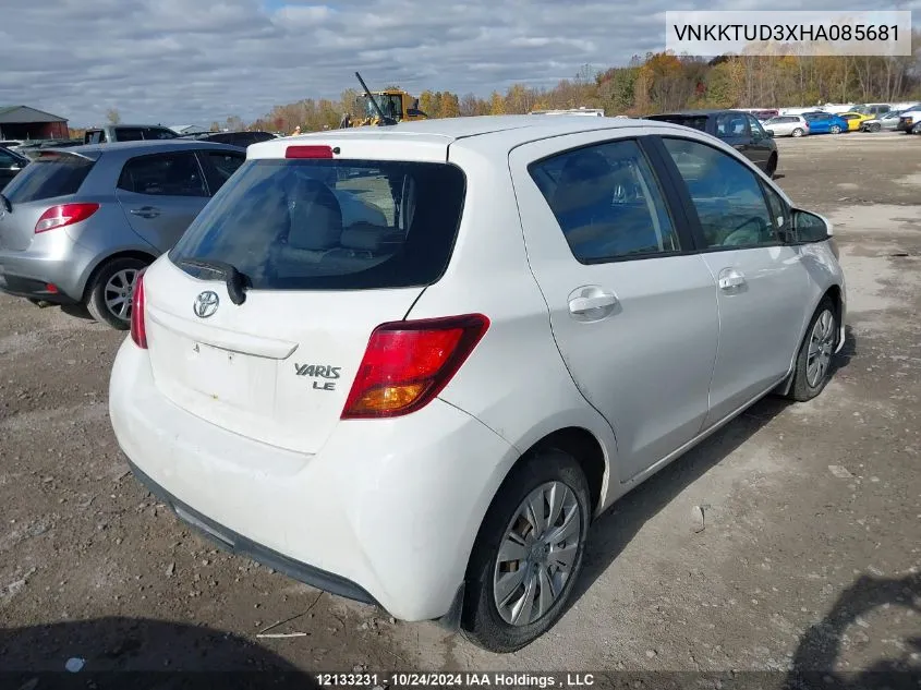 2017 Toyota Yaris L/Le/Se VIN: VNKKTUD3XHA085681 Lot: 12133231