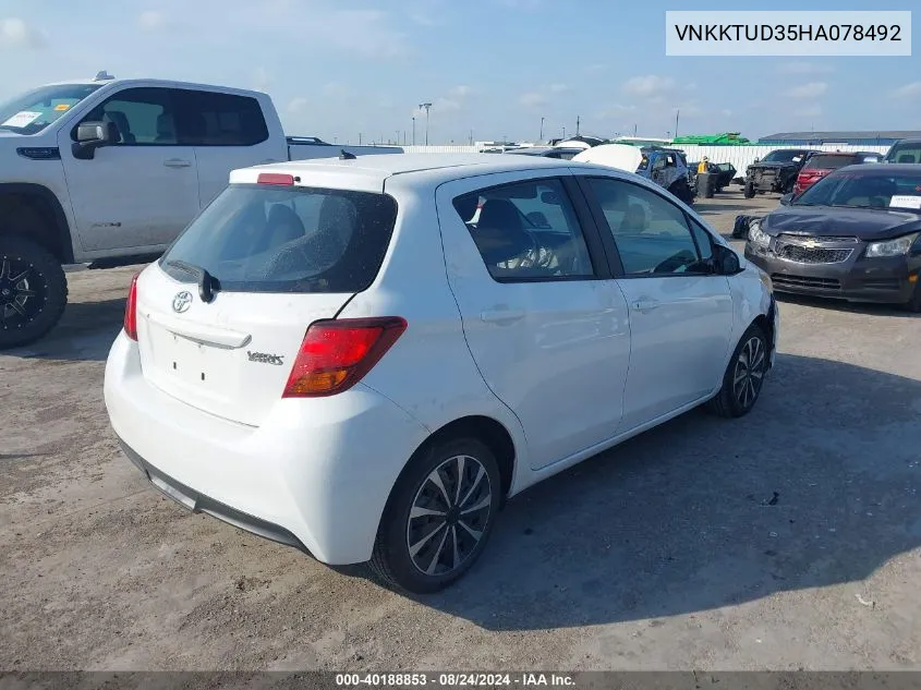 VNKKTUD35HA078492 2017 Toyota Yaris L