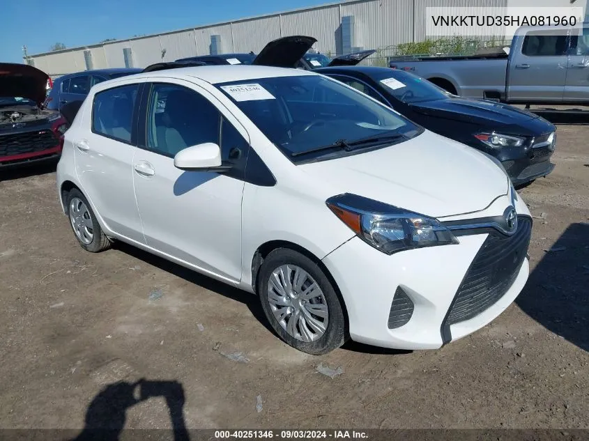 2017 Toyota Yaris L VIN: VNKKTUD35HA081960 Lot: 40251346