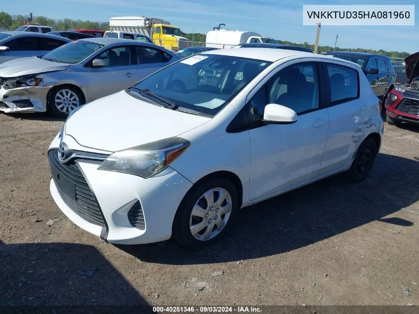 VNKKTUD35HA081960 2017 Toyota Yaris L