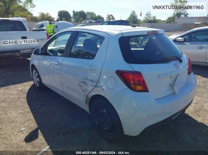 VNKKTUD35HA081960 2017 Toyota Yaris L