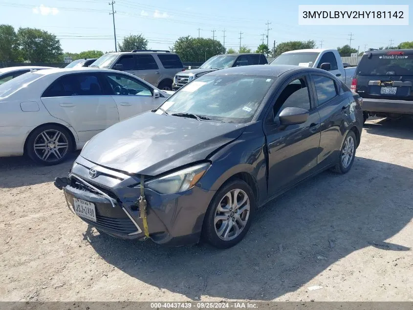 2017 Toyota Yaris Ia VIN: 3MYDLBYV2HY181142 Lot: 40437439