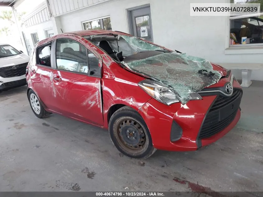 VNKKTUD39HA072839 2017 Toyota Yaris L