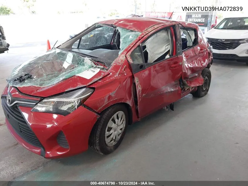 2017 Toyota Yaris L VIN: VNKKTUD39HA072839 Lot: 40674798