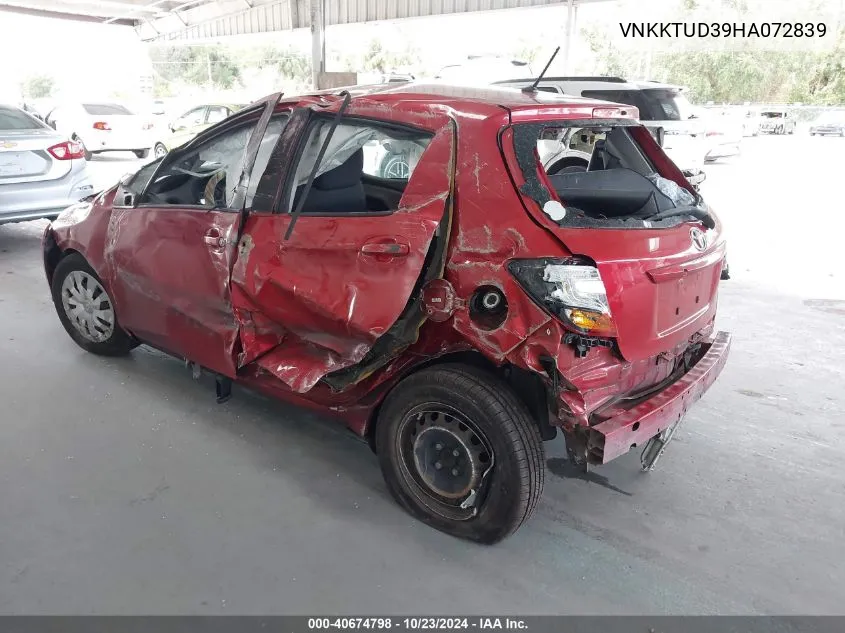 VNKKTUD39HA072839 2017 Toyota Yaris L