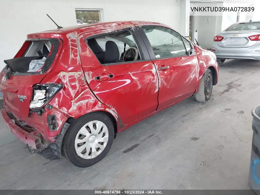 VNKKTUD39HA072839 2017 Toyota Yaris L