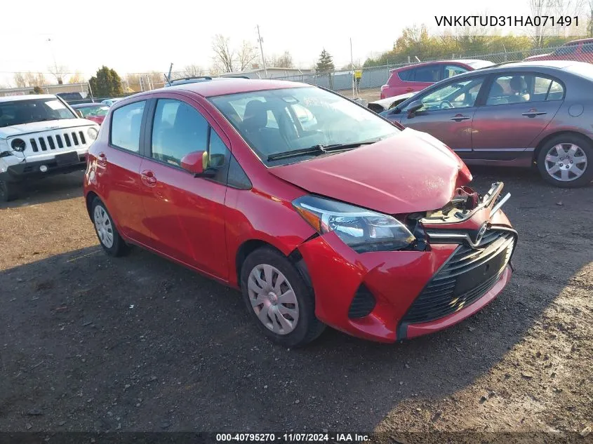 2017 Toyota Yaris L VIN: VNKKTUD31HA071491 Lot: 40795270