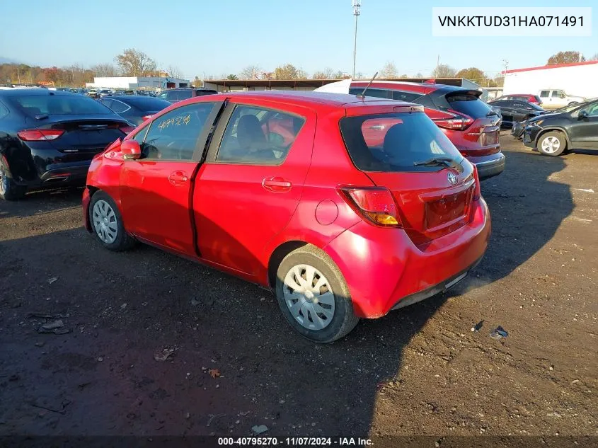 2017 Toyota Yaris L VIN: VNKKTUD31HA071491 Lot: 40795270