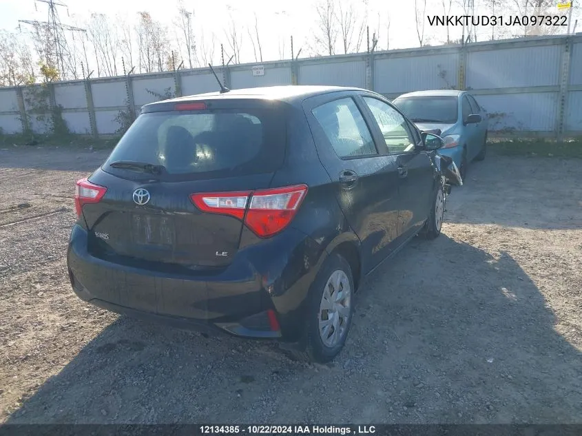 2018 Toyota Yaris L/Le/Se VIN: VNKKTUD31JA097322 Lot: 12134385