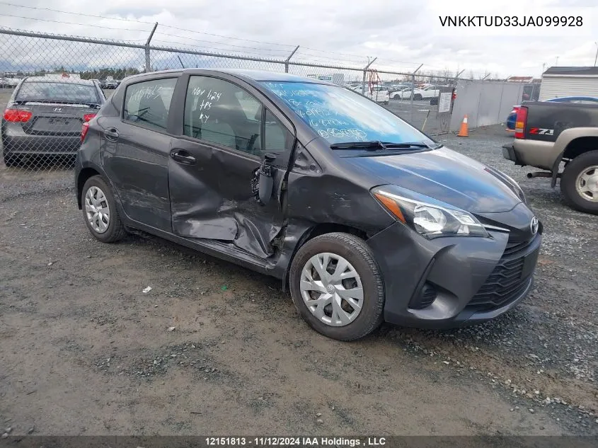 2018 Toyota Yaris Le VIN: VNKKTUD33JA099928 Lot: 12151813