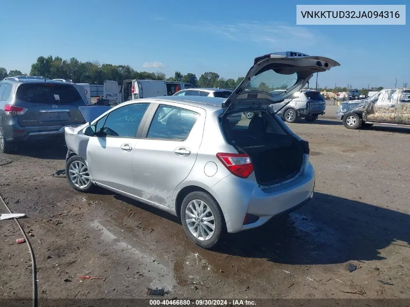 2018 Toyota Yaris L/Le/Se VIN: VNKKTUD32JA094316 Lot: 40466880