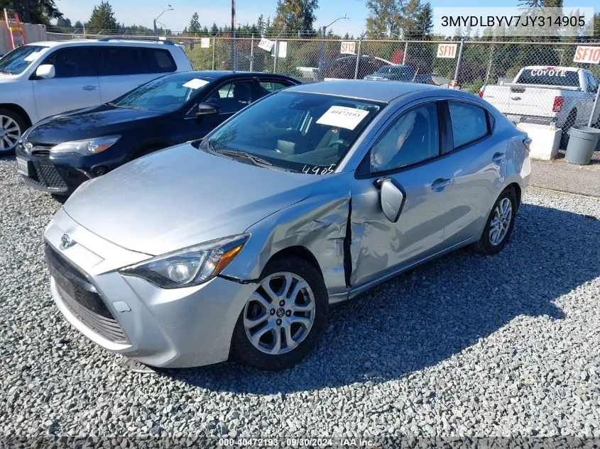 2018 Toyota Yaris Ia VIN: 3MYDLBYV7JY314905 Lot: 40472193