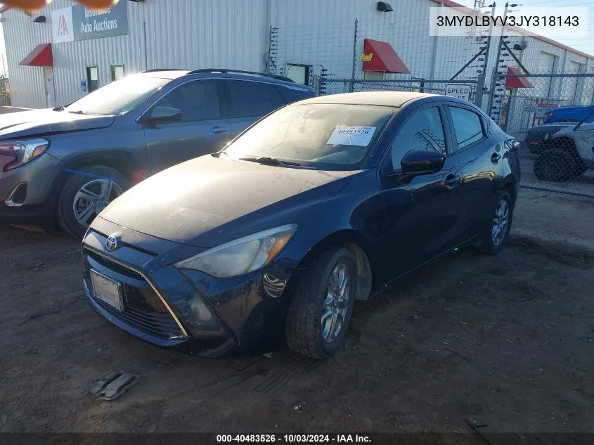 2018 Toyota Yaris Ia VIN: 3MYDLBYV3JY318143 Lot: 40483526