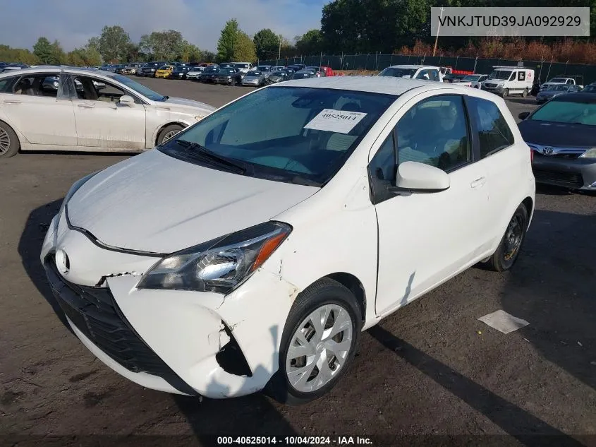 2018 Toyota Yaris L VIN: VNKJTUD39JA092929 Lot: 40525014