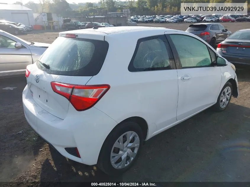 2018 Toyota Yaris L VIN: VNKJTUD39JA092929 Lot: 40525014