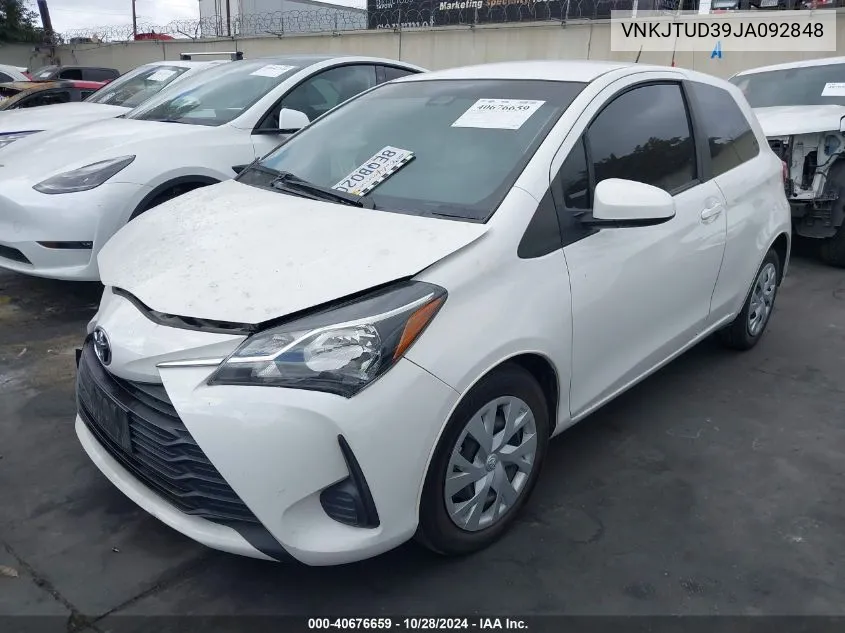 2018 Toyota Yaris L/Le VIN: VNKJTUD39JA092848 Lot: 40676659