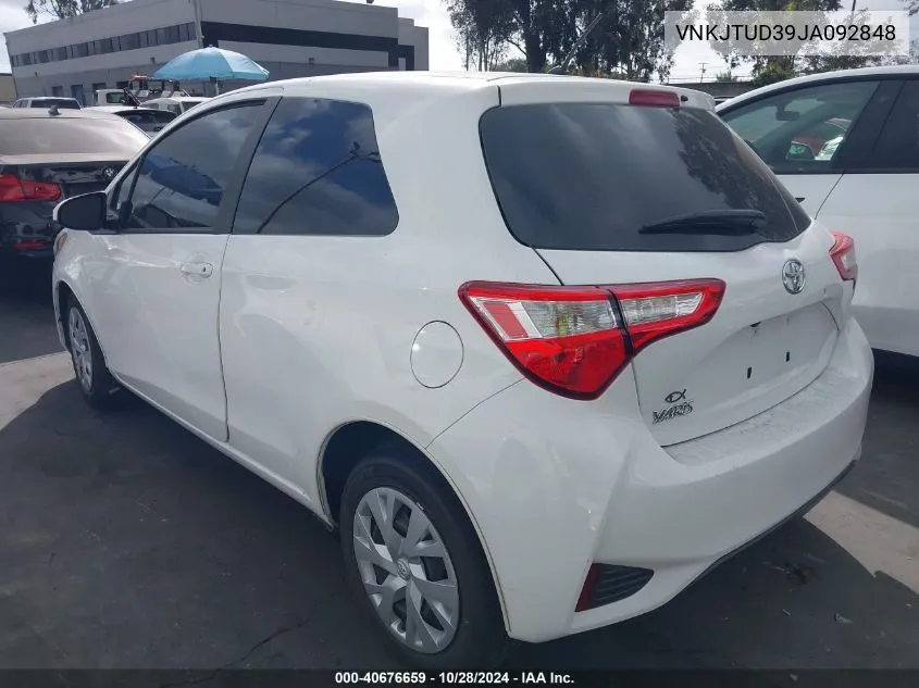 2018 Toyota Yaris L/Le VIN: VNKJTUD39JA092848 Lot: 40676659