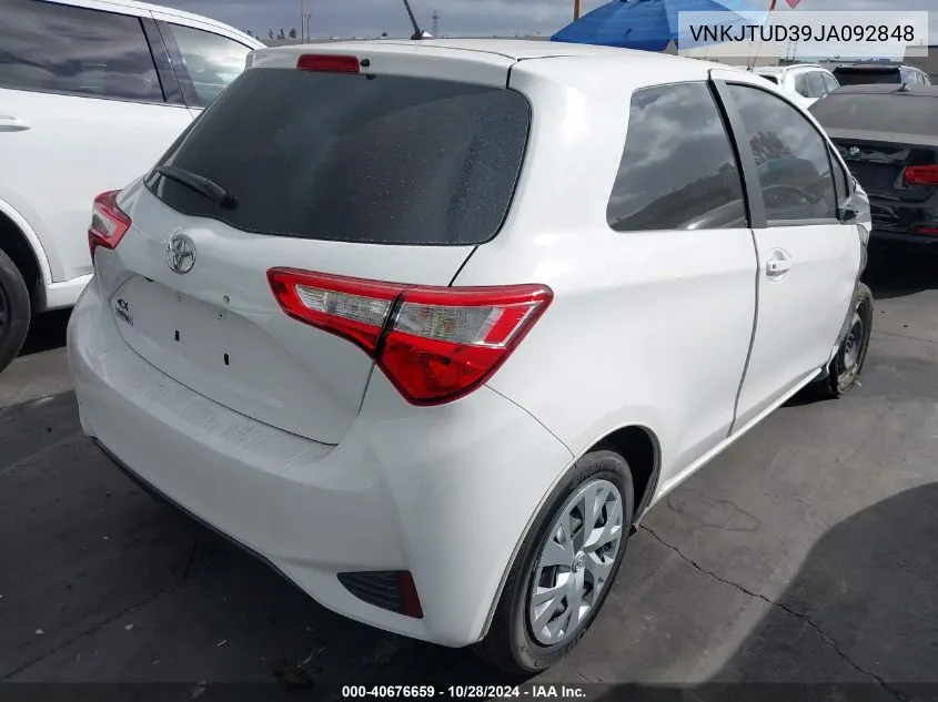 2018 Toyota Yaris L/Le VIN: VNKJTUD39JA092848 Lot: 40676659