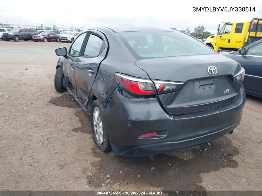 2018 Toyota Yaris Ia VIN: 3MYDLBYV6JY330514 Lot: 40724559