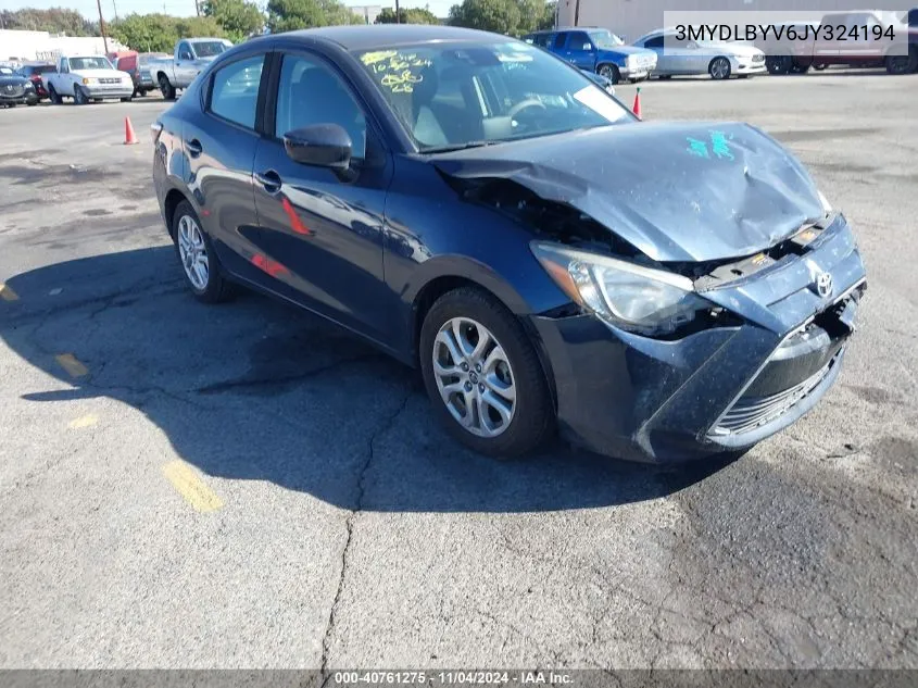 2018 Toyota Yaris Ia VIN: 3MYDLBYV6JY324194 Lot: 40761275