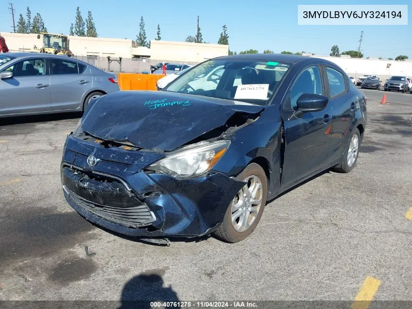 2018 Toyota Yaris Ia VIN: 3MYDLBYV6JY324194 Lot: 40761275