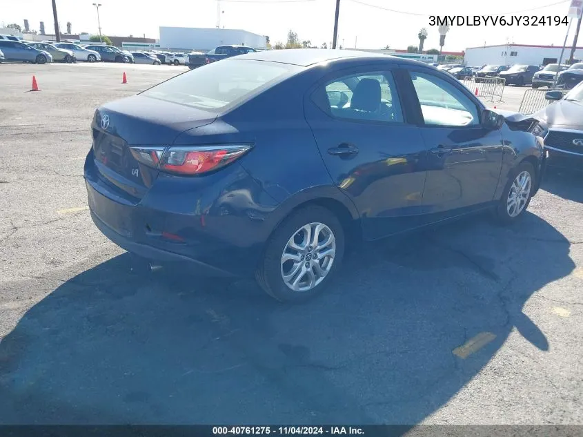 2018 Toyota Yaris Ia VIN: 3MYDLBYV6JY324194 Lot: 40761275